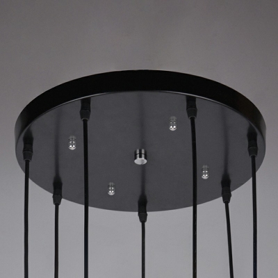 7 Lights Pendant Light Fixture Industrial Cage Shade Metal Multi-Light Pendant in Black