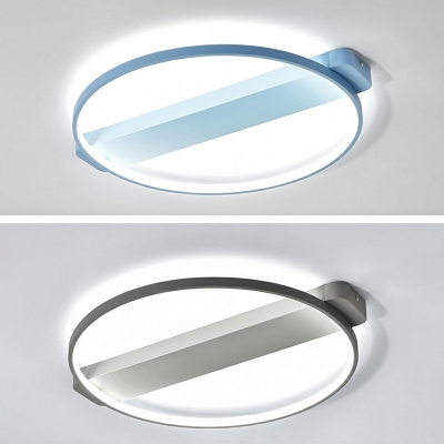 Adjustable Light Source Metallic Ceiling Light Contracted Annulus LED Lighting for Bedroom, 26