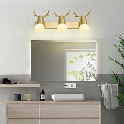Angle Adjustable Bath Vanity Lighting Creative Vanity Light Fixture with Metallic Antlers in Gold