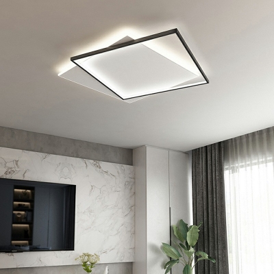 Arcylic 2 Square Shape Flush Light Modern Style Black LED Flush Ceiling Light Fixture for Living Room