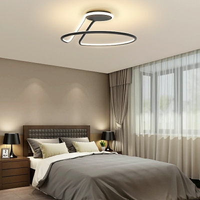 Contemporary Ceiling Light Circle Acrylic Shade with 1 LED Light Metal Ring Ceiling Mount Semi Flush for Tearoom