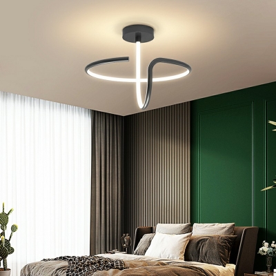 Contemporary Twist Semi Mount Lighting Acrylic Bedroom LED Flush Mount Ceiling Fixture