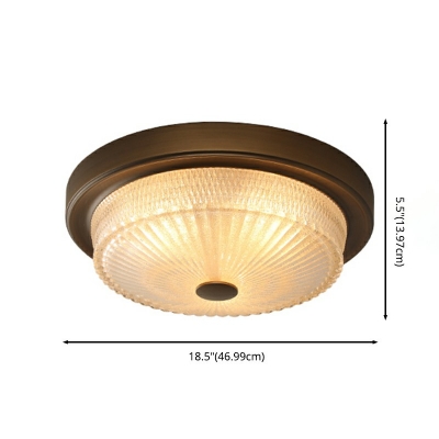 Drum Shape Hotel Ceiling Light Frosted Glass Vintage Style 5.5
