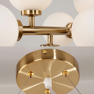 Glass Radial Hanging Pendant Light Contemporary 16-Bulb Globe Shaped Chandelier Pendant Light in Gold