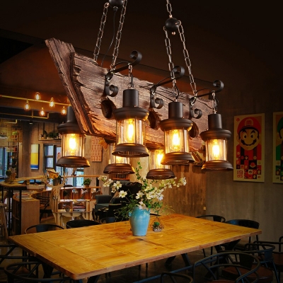 Hanging Ceiling Lights Nautical Wood and Steel Pendant Light Fittings in Wood with Adjustable Chain