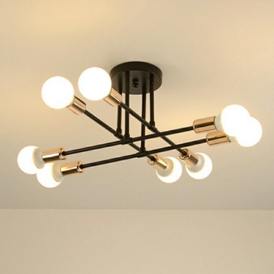 Industrial Concise Linear Semi Flush Light Metal 10 Inchs Height Ceiling Light for Clothes Shop