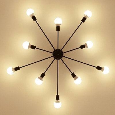 Industrial Metallic Semi Flush Light Fixtures Sputnik Design Living Room Ceiling Mounted Light