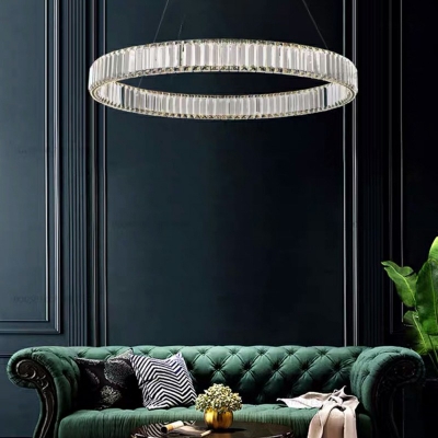K9 Crystal Ring Hanging Ceiling Light 3 Colors Lighting Traditional in Chrome Living Room Chandelier Light