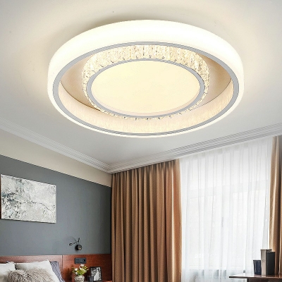 Luxurious Modern Ceiling Lighting Crystal in White Living Room LED Flushmount