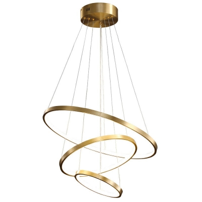 Minimalism Simplicity Brass Ring Chandelier Aluminum Hanging Lamp for Living Room