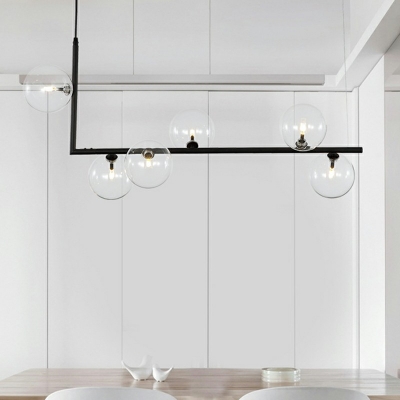 Minimalist Style Dinning Room Hanging Ceiling Light Island Light Fixture with Globe Glass Shade