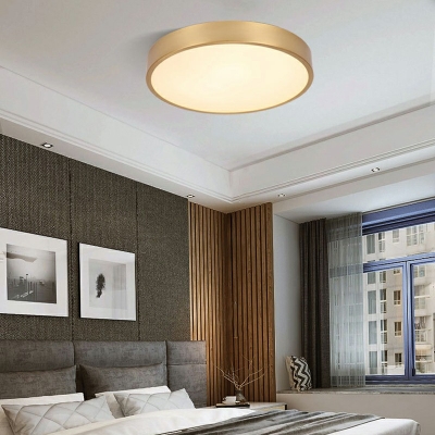Minimalist Style Drum Shape Metal Ceiling Lighting LED Living Room Flush Lamp