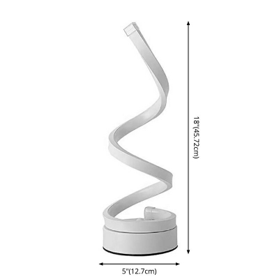 Modern LED White Spiral Table Lamp Aluminum Table Light for Sleeping Room