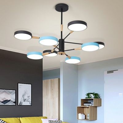 Modern Metal LED Chandelier Light Fixture Circles Living Room Chandelier Pendant Light