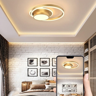 Modern Style Bedroom Lighting Fixture Round Simplicity Design Aluminum LED Ceiling Light
