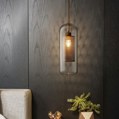 Modern Style Glass Shaded Suspension Pendant Light in Bronze Dinning Room Hanging Light
