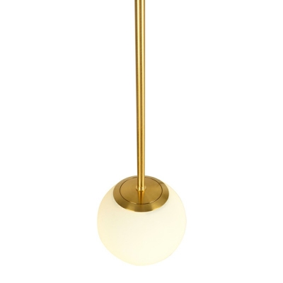 Modern Style Golden Single Bulb Pendant Lamp White Glass Globe Shade Lighting Fixture for Bedroom
