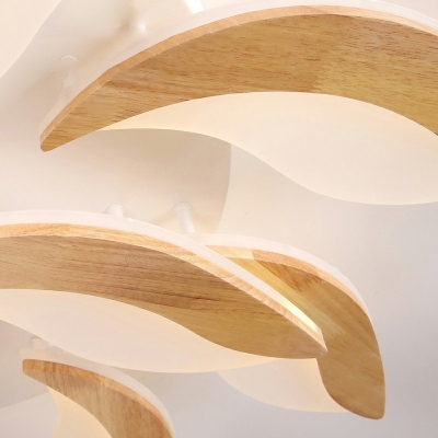 Modernism Branch LED Ceiling Fixture Wooden Multi Lights 3 Colors Light Semi Flush Light for Coffee Shop