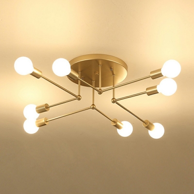 Open Bulb Living Room Ceiling Light Metal Modern Style Semi Flush Ceiling Light 8