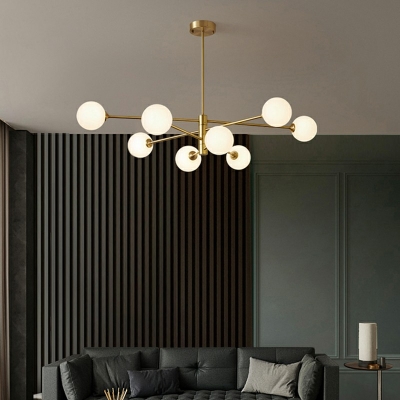 Post Modern Glass Orb Chandeliers 8-lights Molecular Suspension Lamp for Office Reception Room