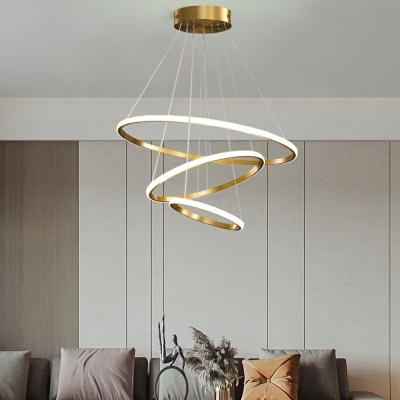 Ring Living Room Chandelier Round Multi Layer Chandelier Pendant Light in 3 Colors Light