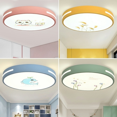 Round Contracted Ceiling Light Acrylic Modern Lighting for Children's Room, 12