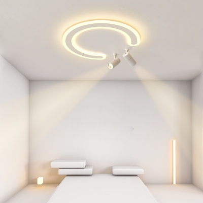 Simplicity LED Round Semi Flush Ceiling White Acrylic Ceiling Light for Indoor Room