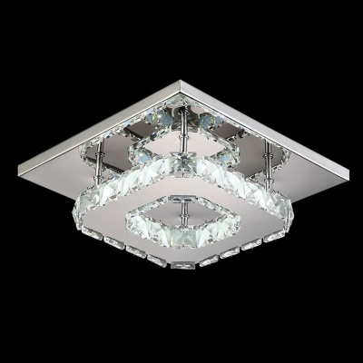 Square Shape LED Flush Mount Lattice Crystal Flush Mount Ceiling Lamp for Living Room