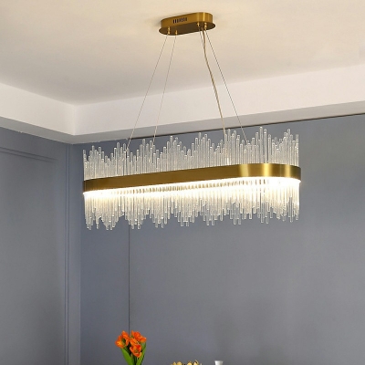 Tubular Pendant Chandelier Contemporary Crystal LED Gold Hanging Light Fixture in 3 Colors Light