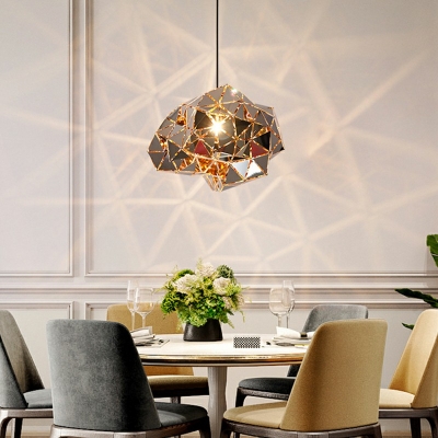 Uniquely Shaped  Pendant Light Fixture Modernist Metal Chrome Finish Suspension Lamp for Dining Room