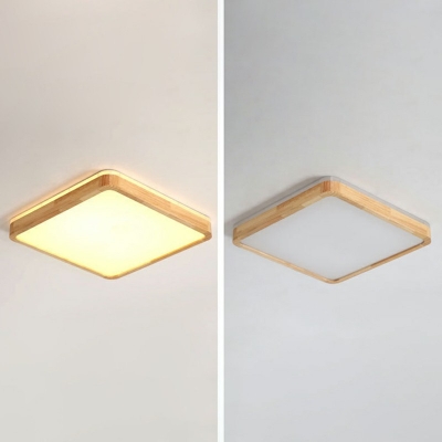 Wood Geometric Flush Mount Light Modernist 2.5