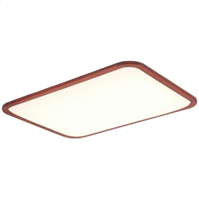 Wooden LED Flush Mount Lighting Rectangle Ceiling Light with Acrylic Shade for Bedroom