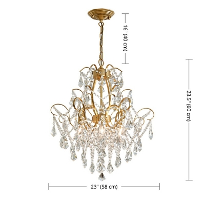 6-Light Rustic Chandeliers Gold Crystal Chandelier Farmhouse Dining Room lighting