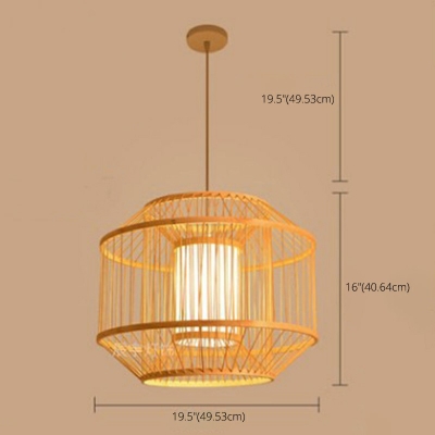 Asia Style Handcrafted Ceiling Lighting Hemp Rope 1 Bulb in Beige Restaurant Hanging Lamp