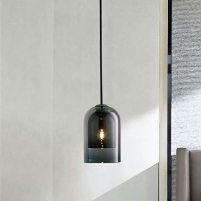 Bell Ceiling Light 2-Layer Glass Contemporary 1-Head Pendant Lamp Fixture for Living Room