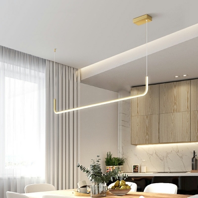 Black/Gold Modern Acrylic Chandelier Lighting LED Island Lights for Kitchen Dining Room Study Room