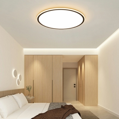 Black LED Circular Flushmount Simplicity Silica Gel Ceiling Light Fixture