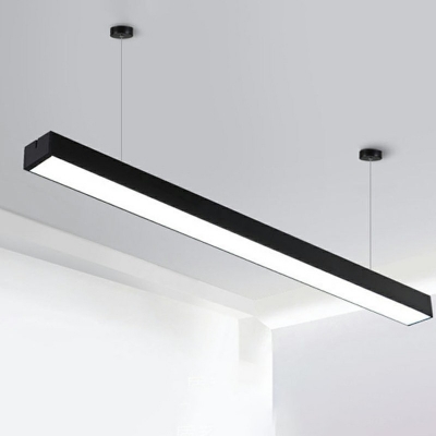 Black Linear Shade Island Light Fixture Modernist 47.5