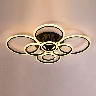 Black Thin Ring LED Flush Ceiling Light White Light Simplicity Acrylic Flush Light in Integrated LED