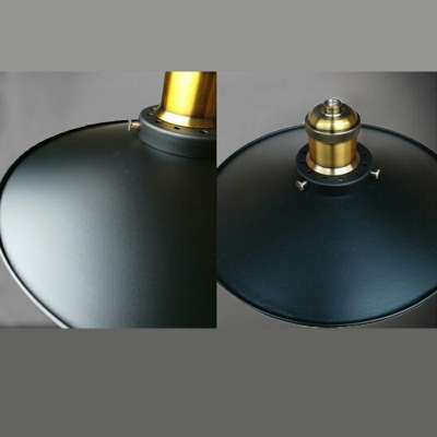 Black Vintage Retro Ceiling Pendant Circle Metal Ceiling Mount with 1 Light Iron Shade Single Pendant for Restaurant