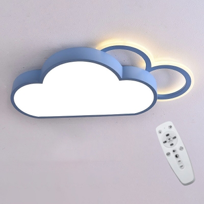 Cartoon Kids Bedroom Flushmount Light Arcylic Shade LED 2 Inchs Height Ceiling Light in Blue
