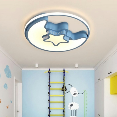 Contempoary LED Moon and Star Kids Room Acrylic Flush Mount Light for Children Room