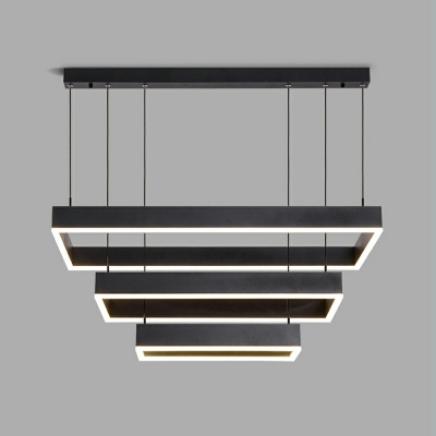 Contemporary Ceiling Lighting Black Multi-layered Square Acrylic Bedroom LED Ceiling Mounted Fixture