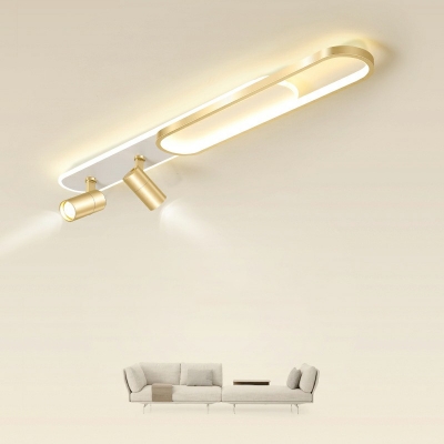 Contemporary Decorative Office Commercial Led Fixture Super Slim Oval Flush Light with Spotlignt