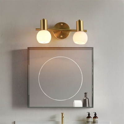 Contemporary White Glass Ball Vanity Light Metal Spotlight for Bathroom in Gold