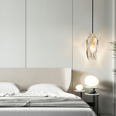 Crystal Pendant Light Contemporary 1-Head Golden Pendant Lamp Fixture for Living Room