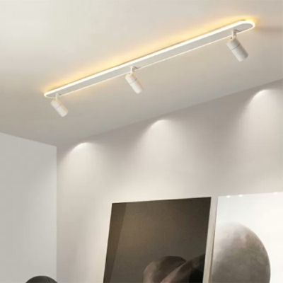Elongated Living Room Ceiling Light Metallic Minimalistic LED Spotlight Flush Mount Ceiling Light in White