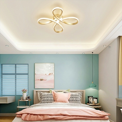 Flower Acrylic Ceiling Lamp Simple Style LED Flush Mount Lighting 2 Inchs Height in Gold