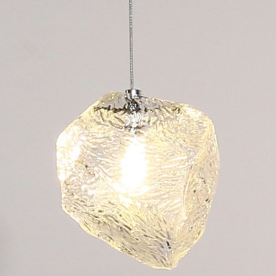 Gem Shaped 1-Bulb LED Suspension Light Clear Glass Nordic Style Pendant Lamp in Chrome