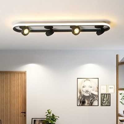 Geometric Living Room Flush Mount Fixture Metal LED Minimalist Style Flushmount Lighting